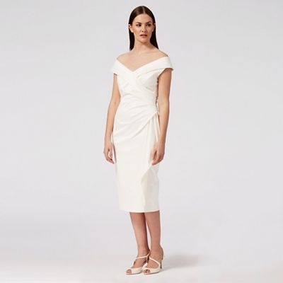 Ivory 'Samantha' shawl neck bridal dress